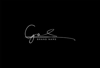 GA letter beauty cursive handwriting logo.