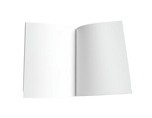 Open white book with blank pages isolated on black background
