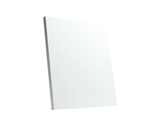 A stark white rectangular canvas, angled on a solid black background