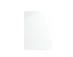 White rectangular shape with slight shadow on black background, simple composition
