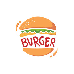 Burger logo design, Burger logo design. hamburger burger logo with flat modern minimalist design illustration.