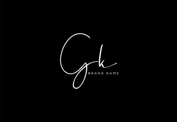 GK letter beauty cursive handwriting logo.