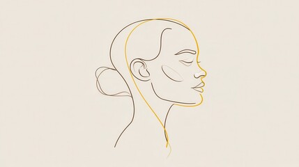 Profile view of a woman's head, outlined in warm tones.