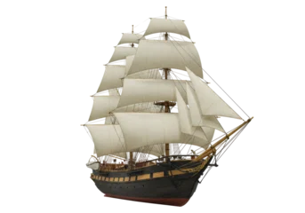 Fototapeten Schiff Isolated sailing frigate ship model, vintage sailing vessel, majestic tall ship antique art  © Ari