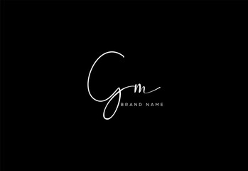 GM letter beauty cursive handwriting logo.