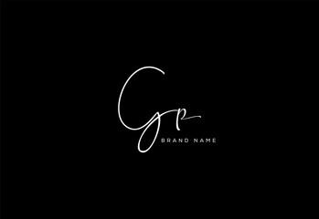 GP letter beauty cursive handwriting logo.