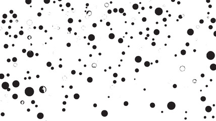 Black circles scattered on white background abstract dots