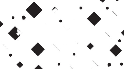 Black geometric shapes scattered on white background abstract circles