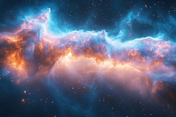 Celestial Symphony: A breathtaking celestial scene unfolds with vivid hues of cosmic clouds, painting a vibrant tapestry across the endless expanse of space.