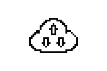 Fototapeta premium An isolated pixelated cloud displaying single upward and double downward arrows on a white backdrop