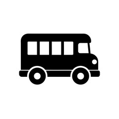 Illustration of a simple black bus icon on transparent background silhouette