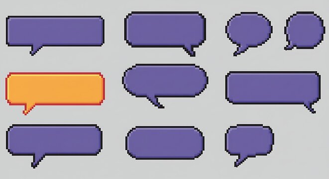 Retro pixel speech bubbles for vintage game design - Powered by Adobe