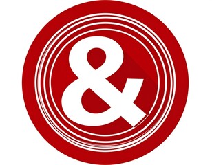 Red and White Ampersand Icon Inside a Circle, Logo and Symbol for Branding
