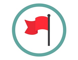 Red flag icon inside a green circle, signaling warning or important information