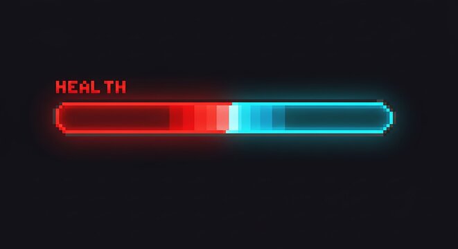 Pixelated health bar showing energy levels low