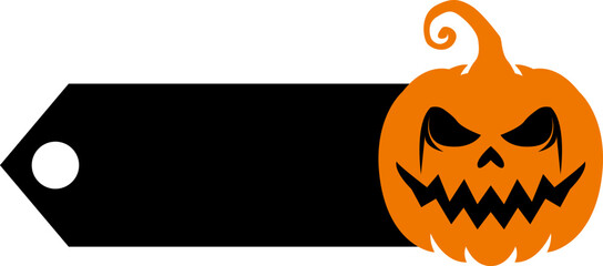Halloween price tag. Gift tags set. Stickers price. Pumpkin for Halloween with written discount percentages for coupons, social networks, covers, posters, showcase decorations, markets. Vector