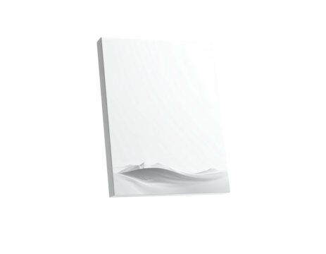Vertical white book leaning against a black background with a subtle wavy image
