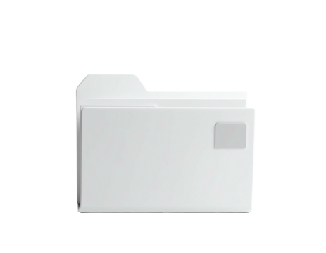 A digital illustration of a white folder icon with a small tab, on black background
