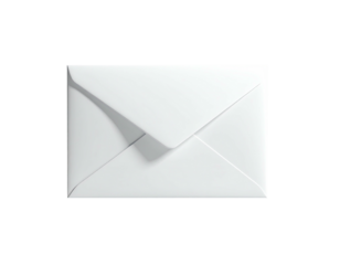Simple, clean, bright white envelope resting on a stark, dark background