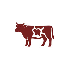 Vector illustration of a silhouette of a dairy cow with a distinctive pattern design on its body