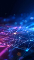 Futuristic science and technology background featuring digital networks and holographic data visuals