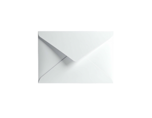 A single, pristine white envelope casting shadows, isolated on a stark black background