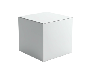 A stark, white, three-dimensional cube rendered against a black background