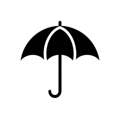 Simple black umbrella graphic illustration on transparent background silhouette