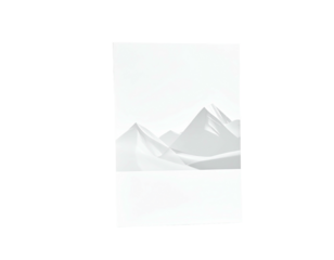 Minimalist landscape. Geometric snowy mountains on white paper, dark background