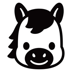 シンプルな馬の顔のアイコン モノクロ ベクター イラスト
