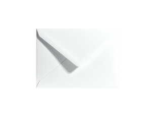 Close-up view of a white paper envelope with shadow on a black background