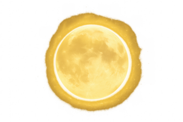 Golden full moon glowing with sparkling ring