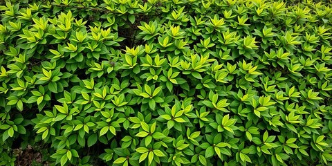 Obraz premium Dense, sprawling bush with vibrant green leaves, interwoven branches, undergrowth, shrub