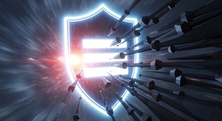 Glowing Shield Defending Against Incoming Dark Spikes and Light Burst defense protection