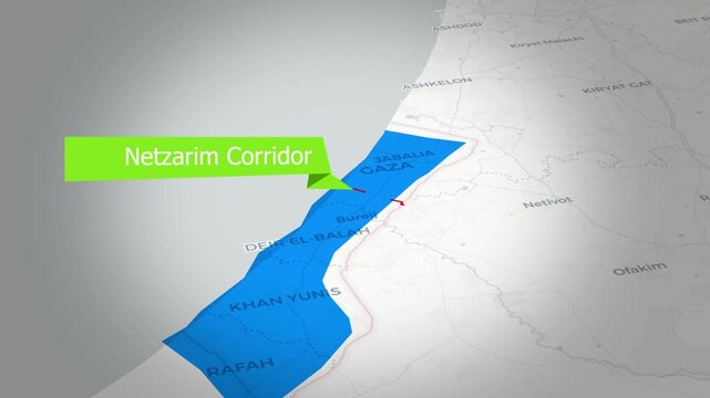 Netzarim Corridor Gaza Map Showing Military Zone, Route 749, Geographic Context