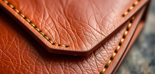 Close-up of handcrafted leather wallet, stitching detail visible, accessories, made with love