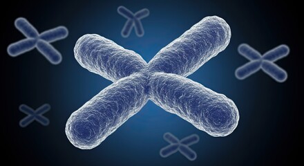 Discover the fundamental building blocks of life with a stunning 3D rendering of chromosomes, the carriers of genetic information, perfect for scientific research and educational content.