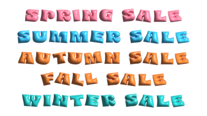 春夏秋冬セール カラフル風船英語文字セット|SPRING, SUMMER, AUTUMN, WINTER SALE