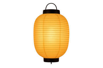 Fototapeta premium Yellow traditional japanese chōchin paper lantern glowing with light