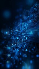 Intricate digital technology scene with glowing circuit board patterns and modern tech components