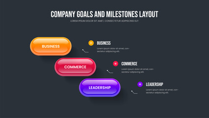 Fototapeta premium Advertising Visualization 3 Element Infographic Frame Layout. Market Review Slideshow Design Vector Illustration. Sales Solution Three Option Diagram Slide Template.