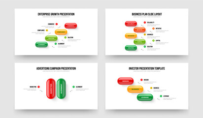 Creative Showcase Four Five Two Three Step Diagram Slide Template Vector Illustration Collection. Corporate Strategy 4 5 2 3 Option Infographic Frame Layout Bundle.