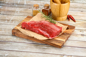 Raw beef flesh for cooking