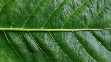 Close-up of green leaf texture with detailed veins and structure  