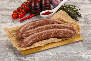 Raw beef and lamb sausages