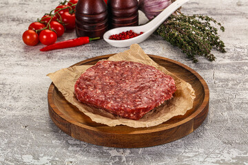 Raw beef burger cutlet for grill
