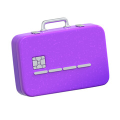 Realistic 3D Rendered Credit Card Suitcase Concept with Silver Details Element