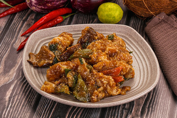 Prawn with vegetables and oyster sauce