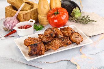 Grilled pork neck meat shashlik