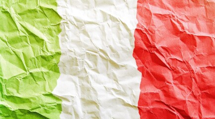 Wrinkled paper in green, white, & red